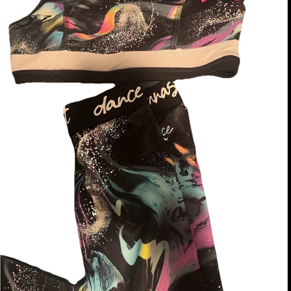 Justice Black and Multicolor matching girls Dance Set sz small 6/7
